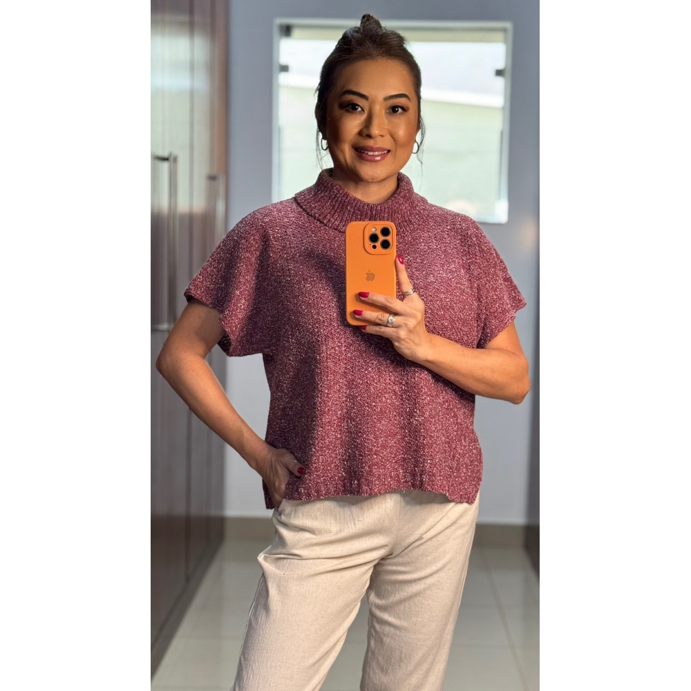 Blusa gola canelada avesso ampla - Ref.02509 - Vinho