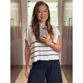 Blusa Betim - Ref.25000 - Off white/ preto