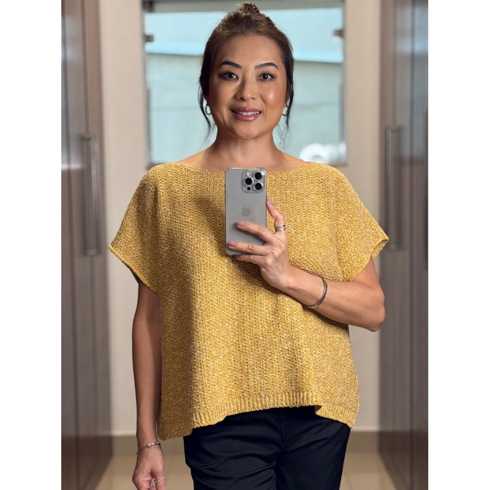 Blusa canoa ampla avesso - Ref.02512 - Linhaça dourada