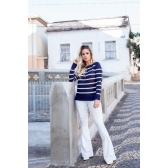 Blusa canoa Zurique - Ref. 02021 - Vermelho/ Azul