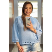 Blusa Carol fendas - Ref.02603 - Azul claro