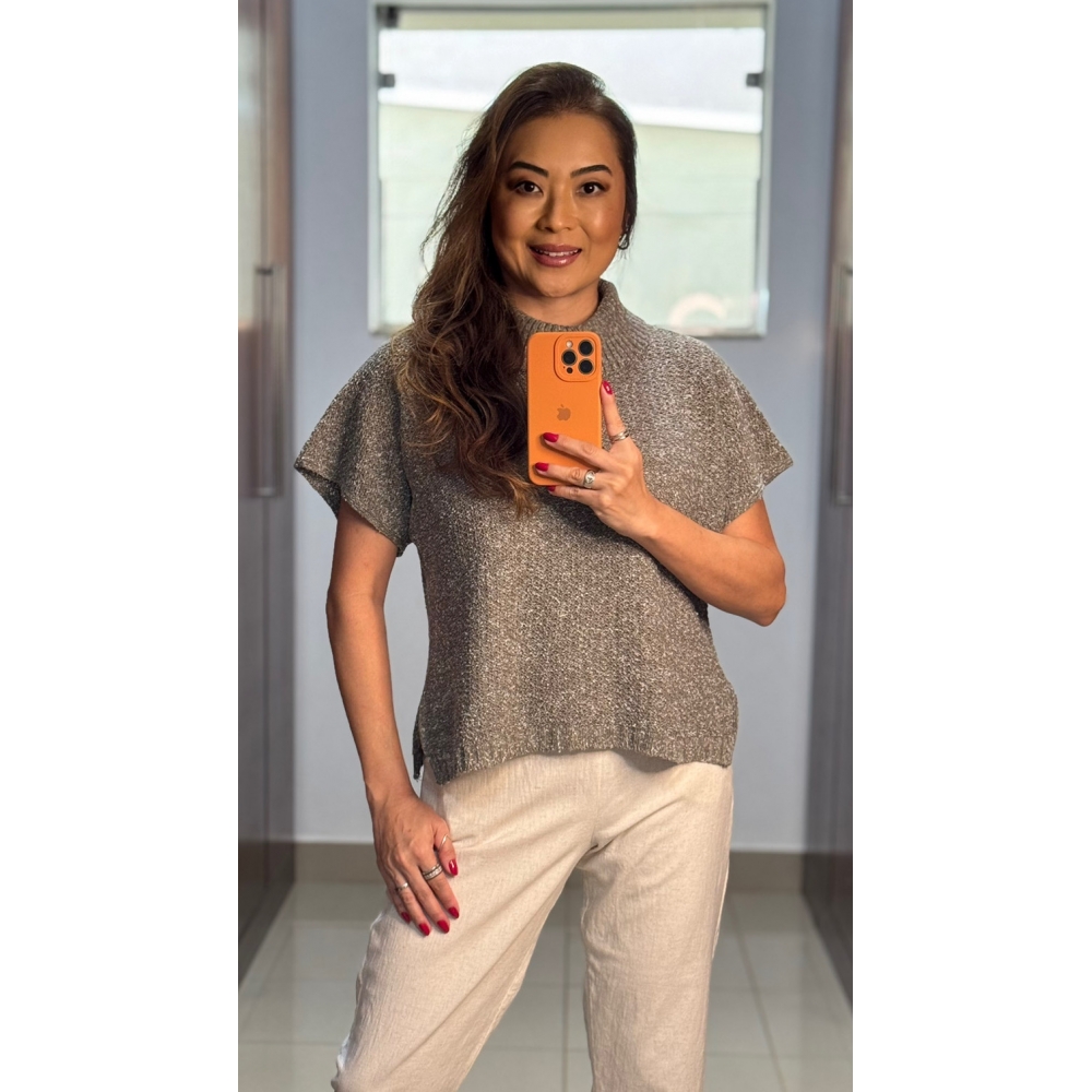 Blusa gola canelada avesso ampla - Ref.02509 - Khaki