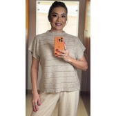 Morceguinho canoa furinhos - Ref.02500 - Linho papiro