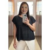 Blusa ampla shine - Ref. 23004 - Preto com jaguar