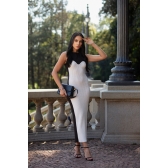 Vestido canoa busto bicolor - Ref 24001 - Branco/Preto
