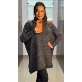 Poncho gola boba mousse - Ref.02511 - Joy preto