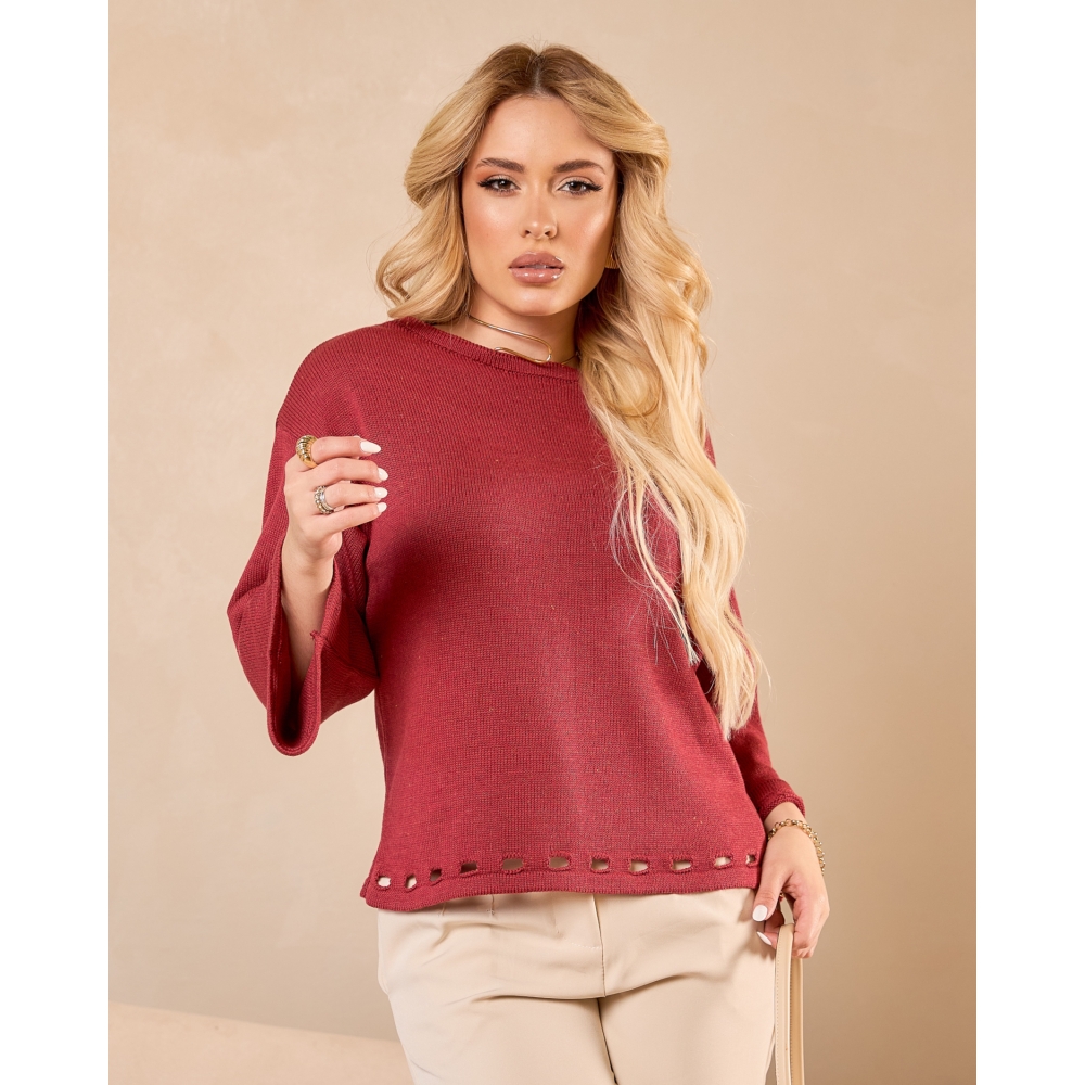 Blusa Carol fendas Ref. 02603 - Vermelho Páprica