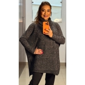 Poncho gola boba mousse - Ref.02511 - Joy preto