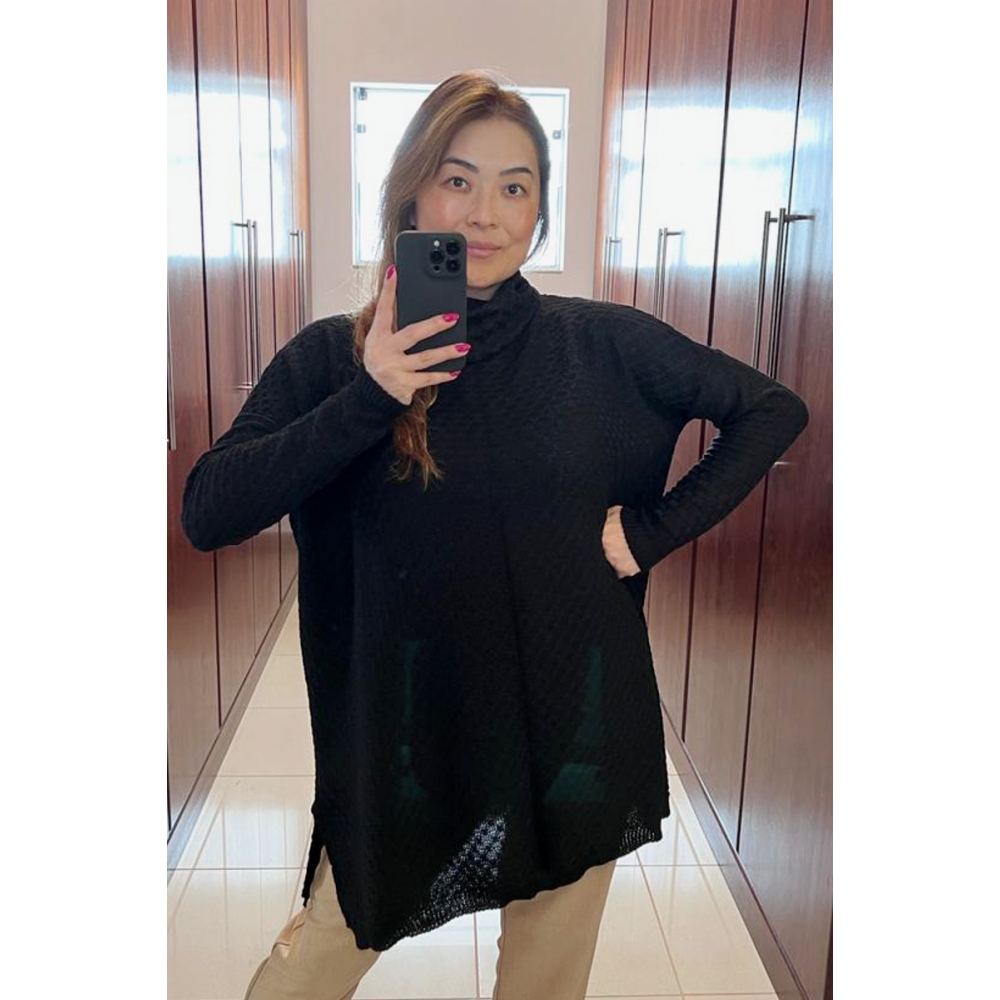 Blusa ampla pontinhos - Ref. 02238 - Preto