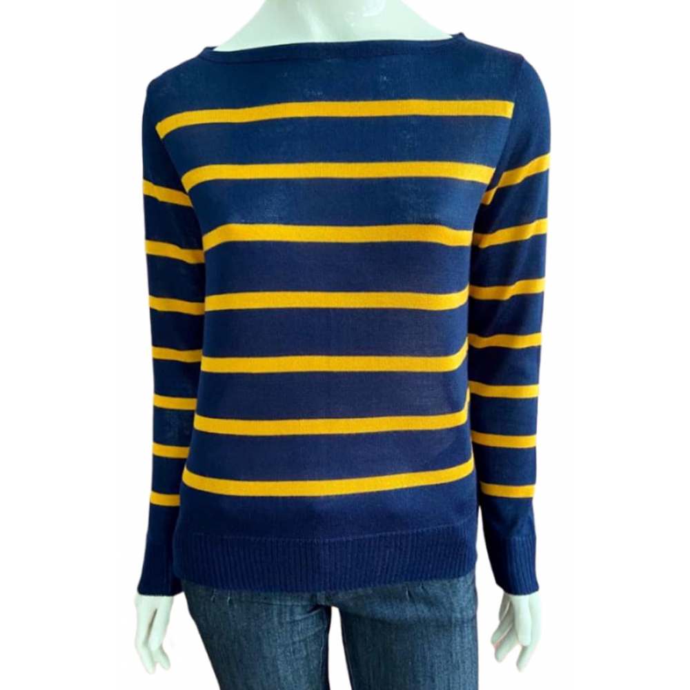 Blusa canoa Zurique - Ref. 02021 - Marinho/ Ouro