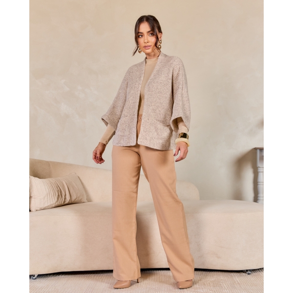 Casaco morcego mousse Hellen - Ref. 02624 - Linho papiro