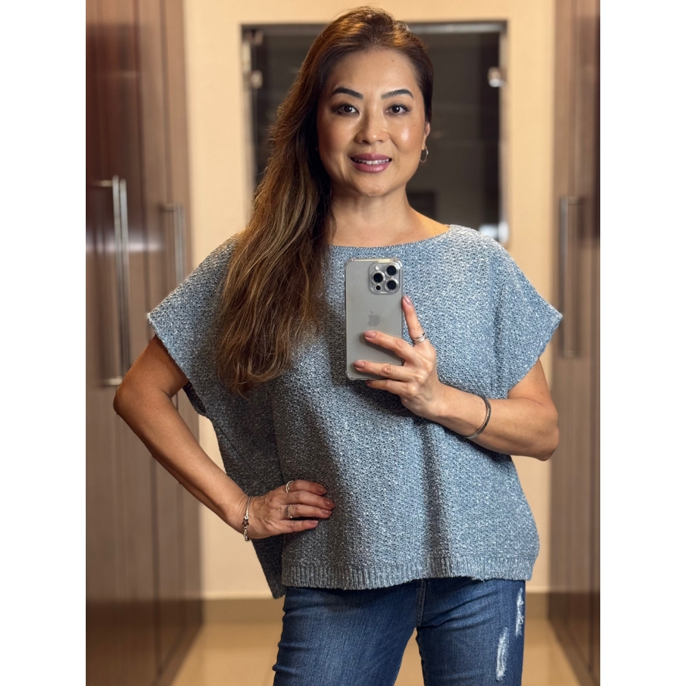Blusa canoa ampla avesso - Ref.02512 - Blue