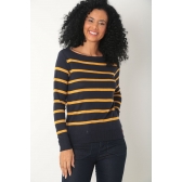Blusa canoa Zurique - Ref. 02021 - Marinho/ Ouro