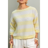 Blusa colmeia listras - Ref. 02605 - Amarelo manteiga e branco