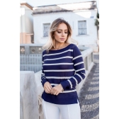 Blusa canoa Zurique - Ref. 02021 - Vermelho/ Azul