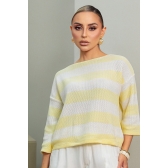 Blusa colmeia listras - Ref. 02605 - Amarelo manteiga e branco