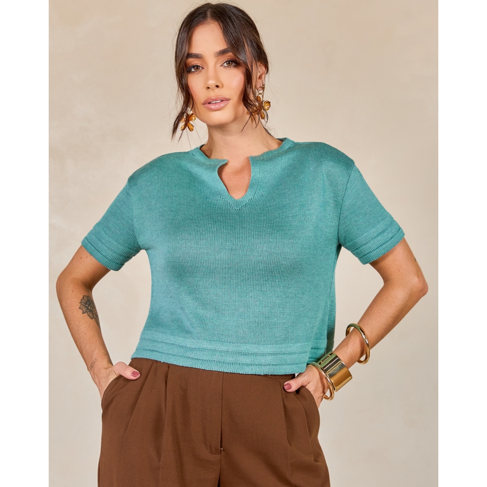 Blusa Eloá mescla - Ref. 02620 - Verde ágata