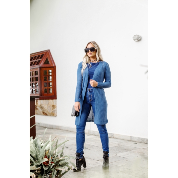 Maxi casaco links liso - Ref. 02125 - Madeira