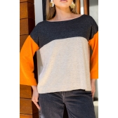 Blusa Ouro Fino - Ref. 02417 - Preto/Natural/Mangas khaki
