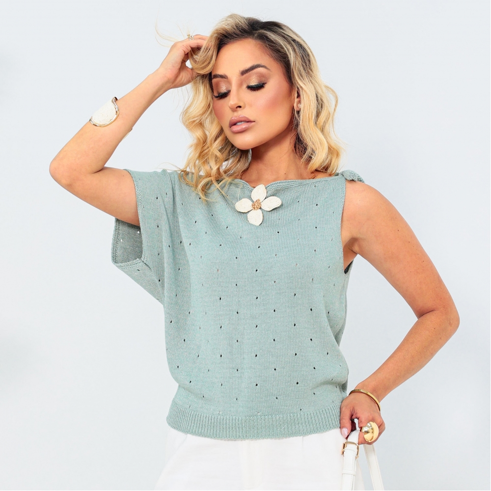 Blusa assimétrica laço - Ref. 26006 - Verde trevo