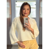 Blusa colmeia decote V - Ref. 02604 - Amarelo manteiga