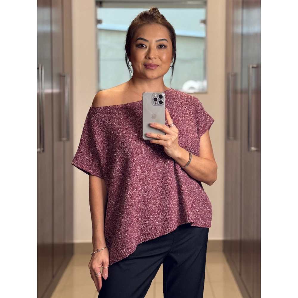 Blusa canoa ampla avesso - Ref.02512 - Vinho