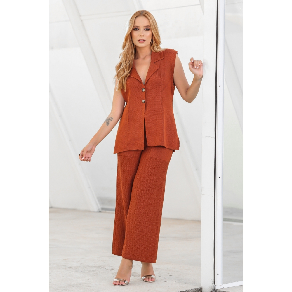 Calça cropped rendada - Ref. 02422 - Cobre