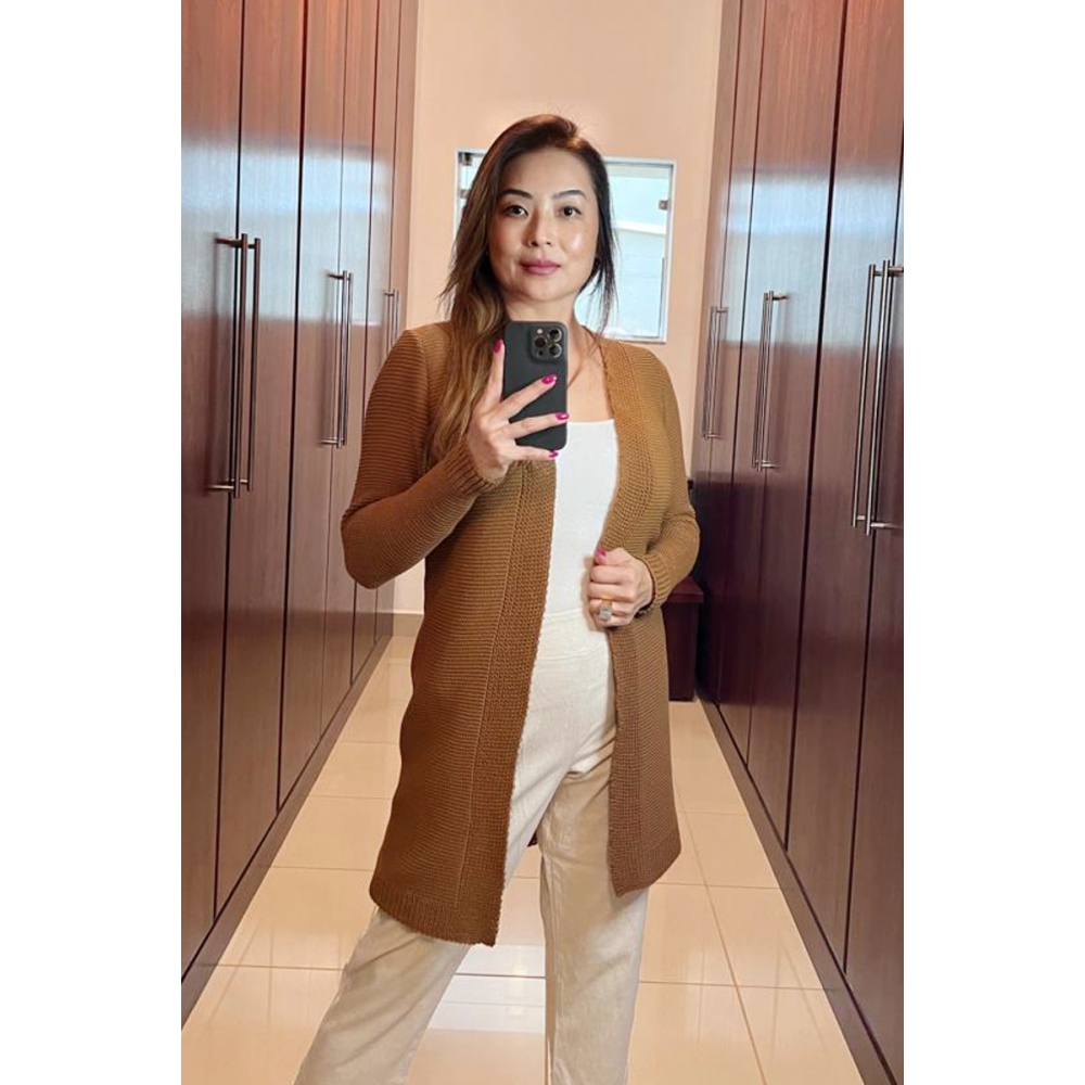 Maxi casaco links liso - Ref. 02125 - Madeira