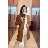 Maxi casaco links liso - Ref. 02125 - Madeira