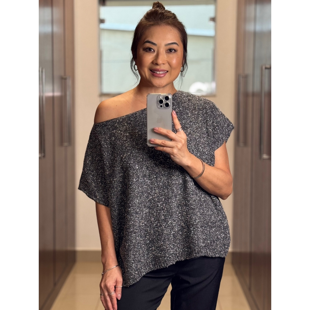 Blusa canoa ampla avesso - Ref.02512 - Preto