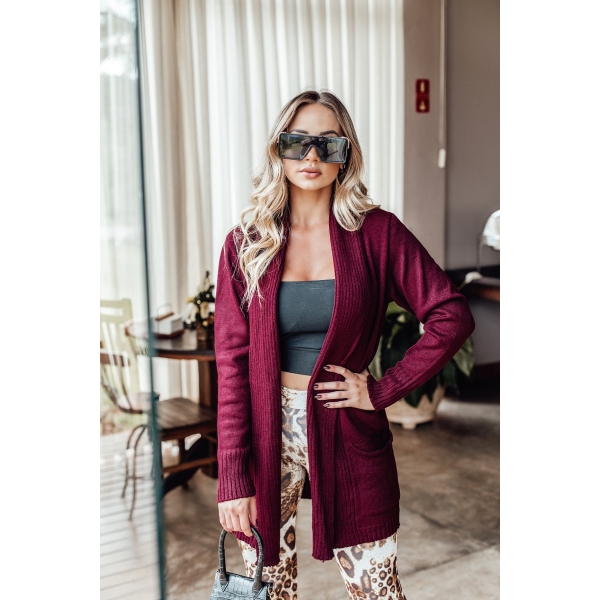 Casaco com bolsos lã - Ref. 02101 - Vermelho