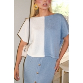 Blusa Serena - Ref. 26004 - Azul claro e off