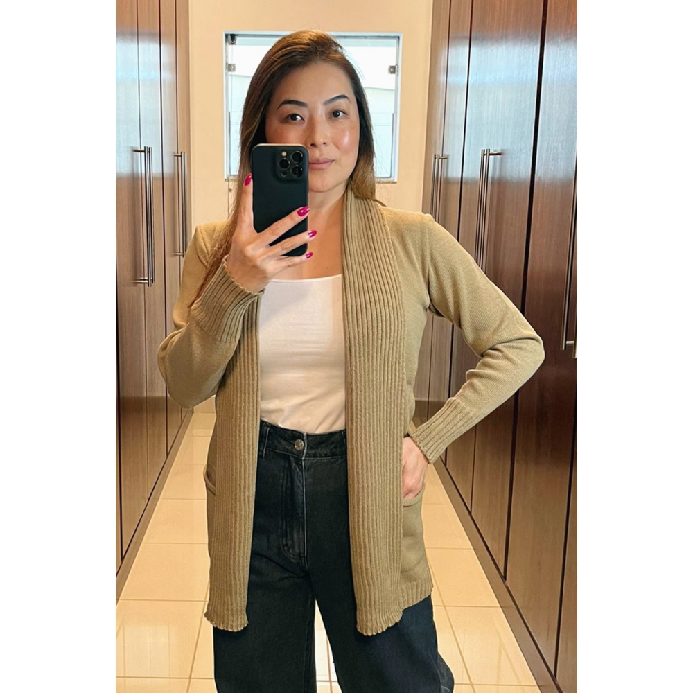 Casaco com bolsos lã - Ref. 02101 - Khaki