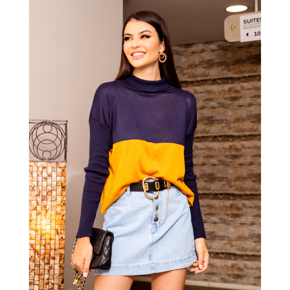 Blusa Dublin - Ref. 02210 - Mostarda/Marinho