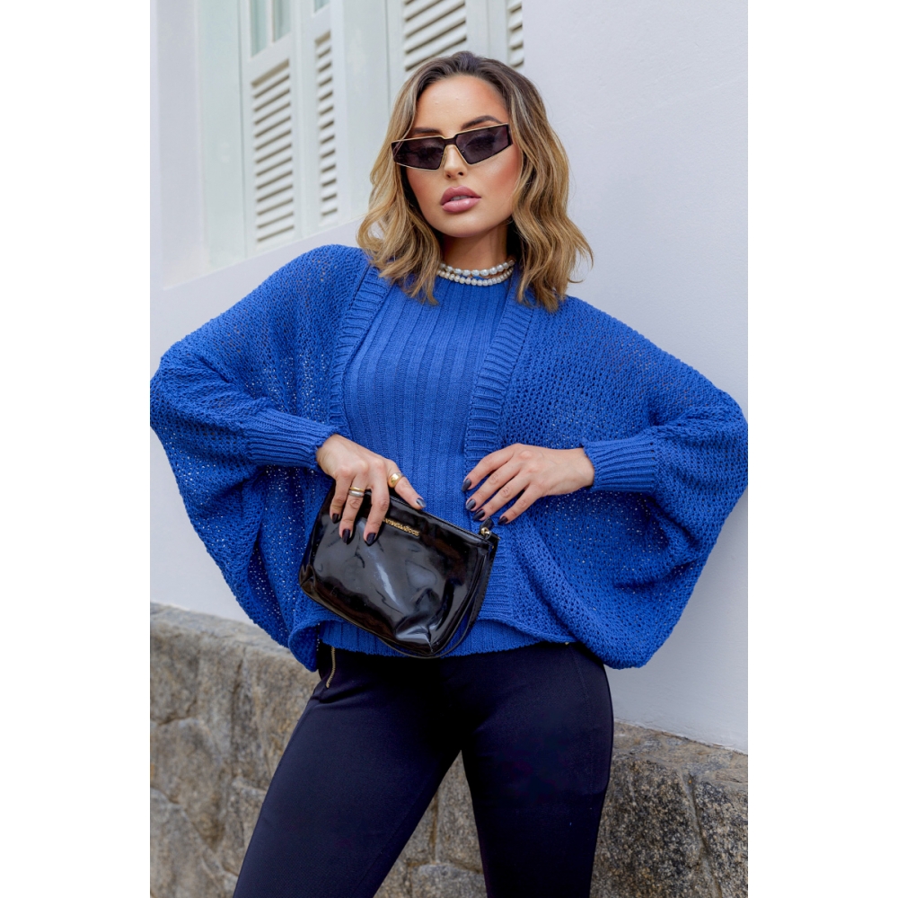 Conjunto krepp - Regata + Casaco - Jeans