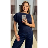 Blusa assimétrica laço - Ref. 26006 - Marinho