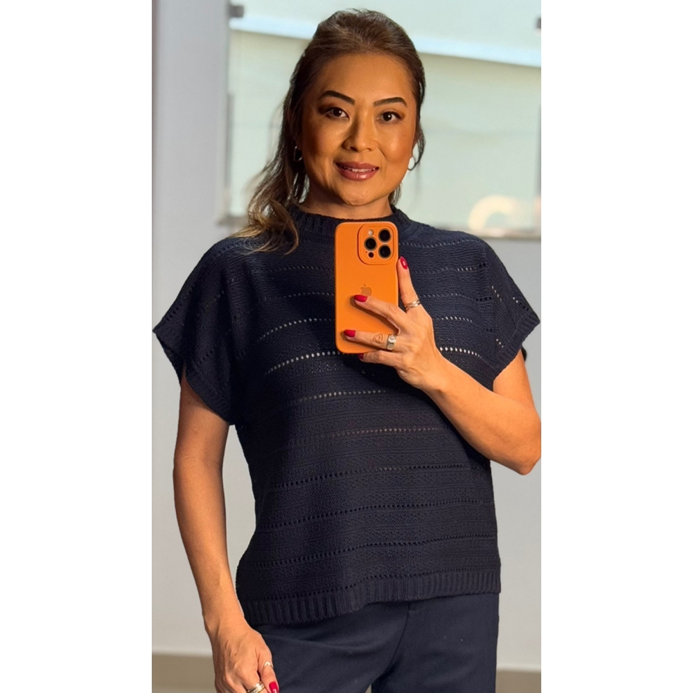 Morceguinho canoa furinhos - Ref.02500 - Marinho