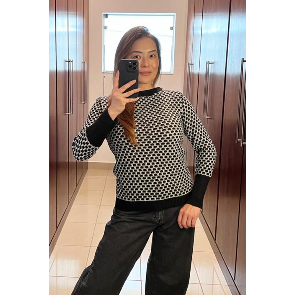 Blusa colmeia - Ref. 02303 - Preto