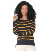 Blusa canoa Zurique - Ref. 02021 - Marinho/ Ouro