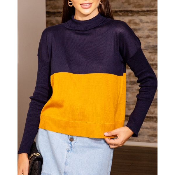 Blusa Dublin - Ref. 02210 - Mostarda/Marinho