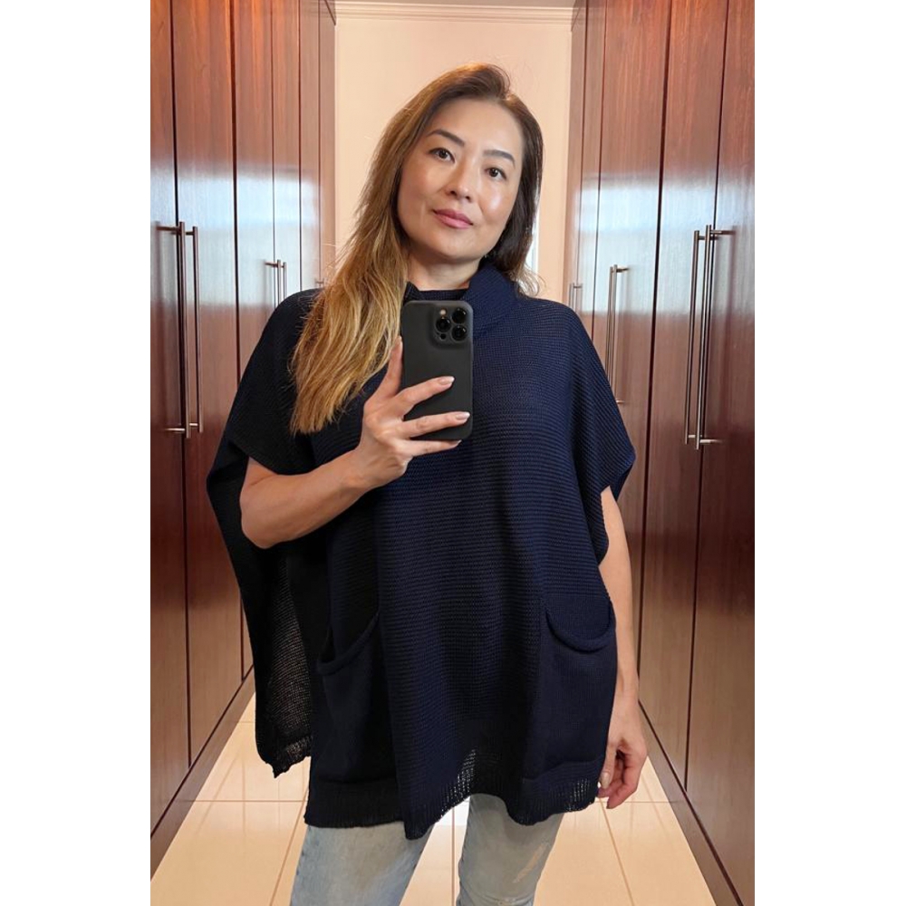 Poncho bolsos - Ref. 02214 - Marinho