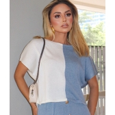 Blusa Serena - Ref. 26004 - Azul claro e off