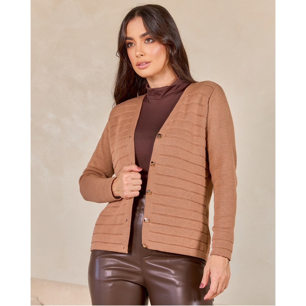 Casaco tubular Liz - Ref. 02616 - Bege novo