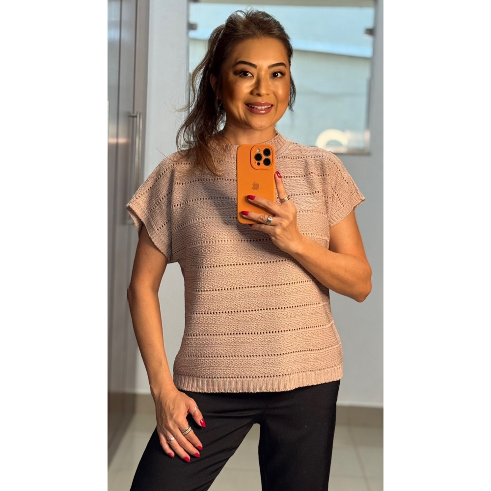 Morceguinho canoa furinhos - Ref.02500 - Rosa pó