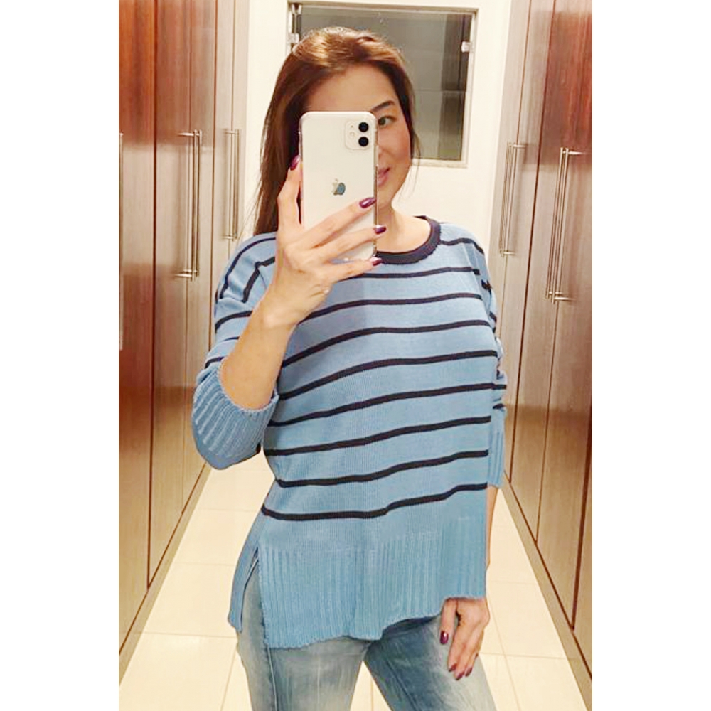 Blusa Santiago - Ref. 02212 - Azul Céu/Marinho