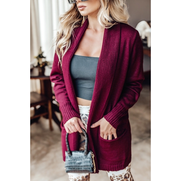 Casaco com bolsos lã - Ref. 02101 - Vermelho